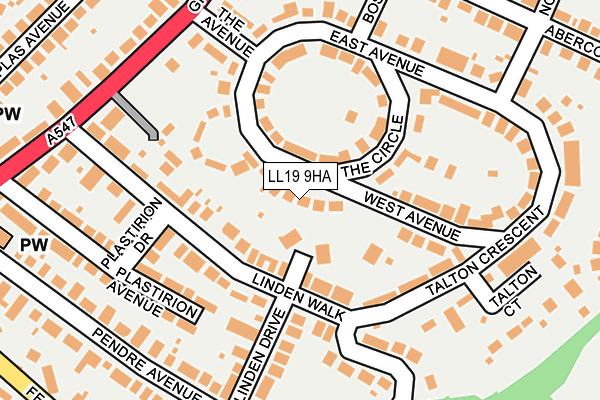 LL19 9HA map - OS OpenMap – Local (Ordnance Survey)