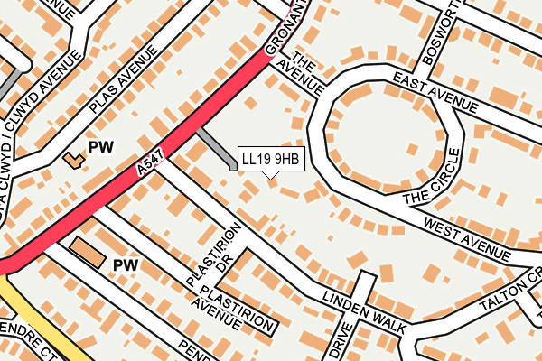 LL19 9HB map - OS OpenMap – Local (Ordnance Survey)