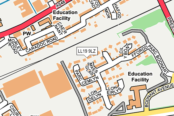 LL19 9LZ map - OS OpenMap – Local (Ordnance Survey)