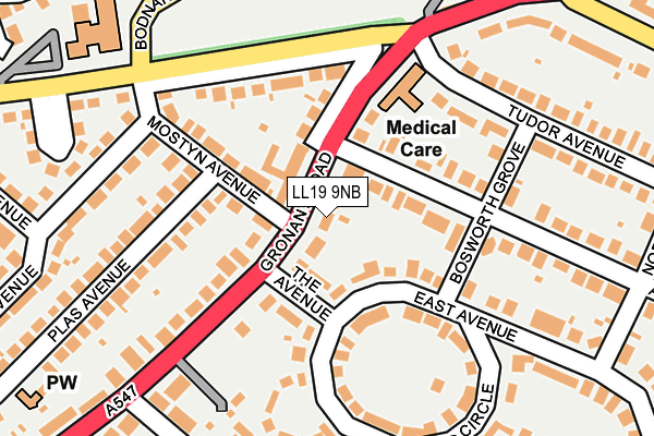 LL19 9NB map - OS OpenMap – Local (Ordnance Survey)