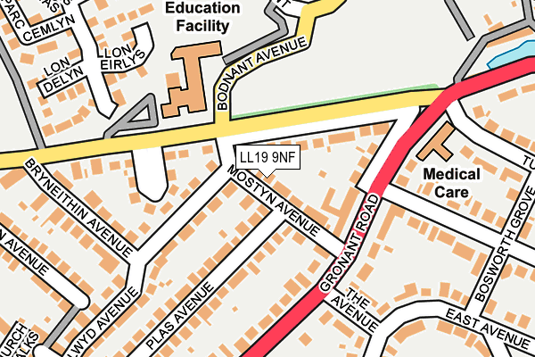 LL19 9NF map - OS OpenMap – Local (Ordnance Survey)