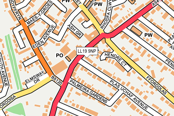 LL19 9NP map - OS OpenMap – Local (Ordnance Survey)