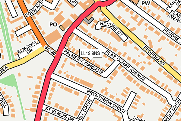 LL19 9NS map - OS OpenMap – Local (Ordnance Survey)