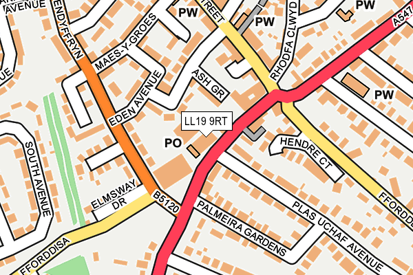 LL19 9RT map - OS OpenMap – Local (Ordnance Survey)