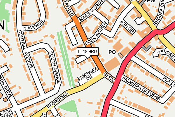LL19 9RU map - OS OpenMap – Local (Ordnance Survey)