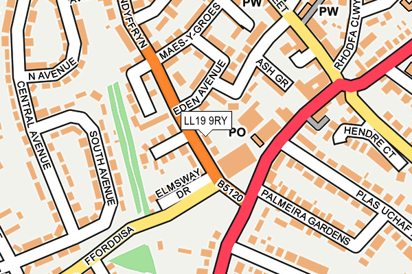 LL19 9RY map - OS OpenMap – Local (Ordnance Survey)