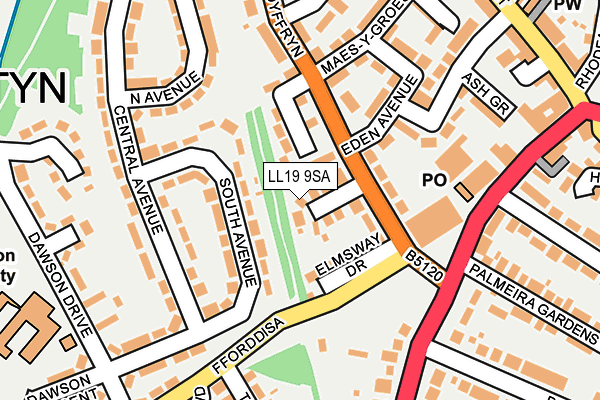 LL19 9SA map - OS OpenMap – Local (Ordnance Survey)