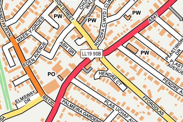 LL19 9SB map - OS OpenMap – Local (Ordnance Survey)