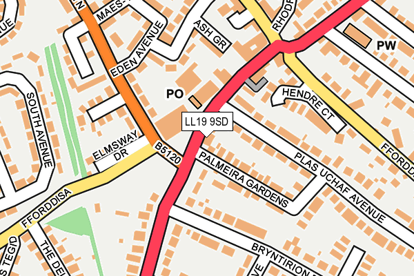 LL19 9SD map - OS OpenMap – Local (Ordnance Survey)