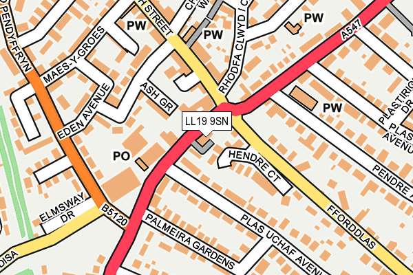 LL19 9SN map - OS OpenMap – Local (Ordnance Survey)