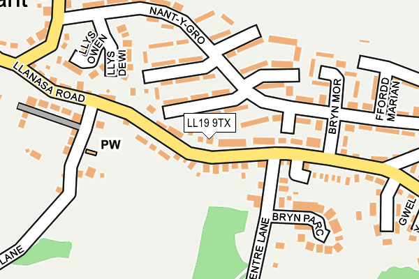 LL19 9TX map - OS OpenMap – Local (Ordnance Survey)