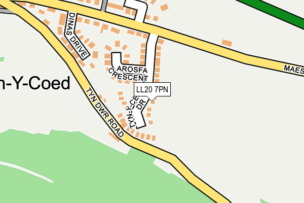 LL20 7PN map - OS OpenMap – Local (Ordnance Survey)