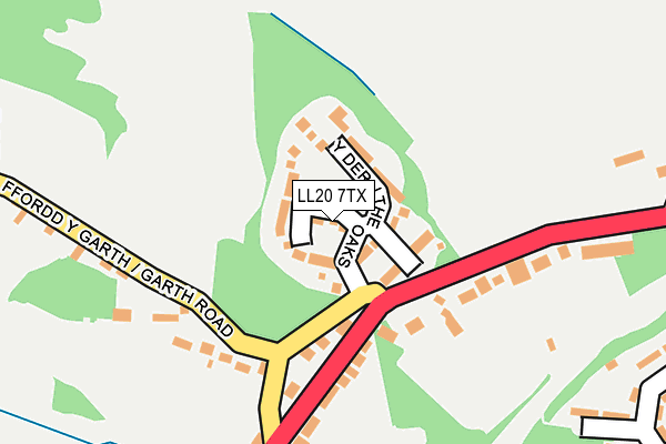LL20 7TX map - OS OpenMap – Local (Ordnance Survey)