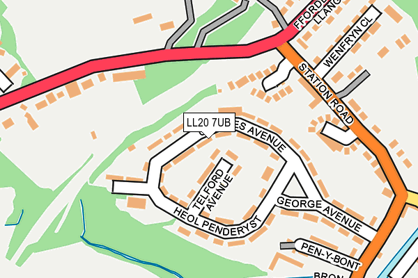 LL20 7UB map - OS OpenMap – Local (Ordnance Survey)