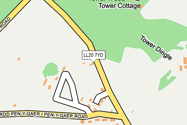 LL20 7YD map - OS OpenMap – Local (Ordnance Survey)