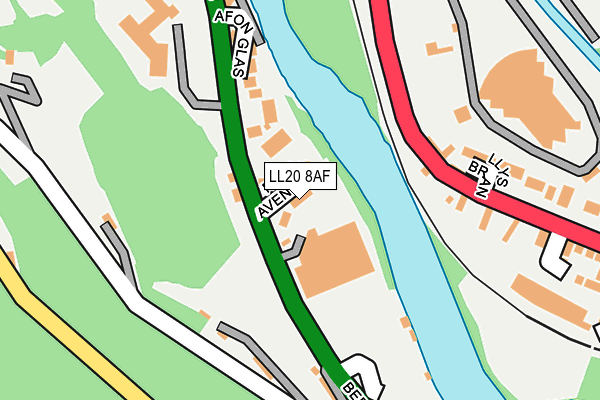 LL20 8AF map - OS OpenMap – Local (Ordnance Survey)