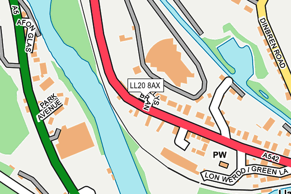 LL20 8AX map - OS OpenMap – Local (Ordnance Survey)