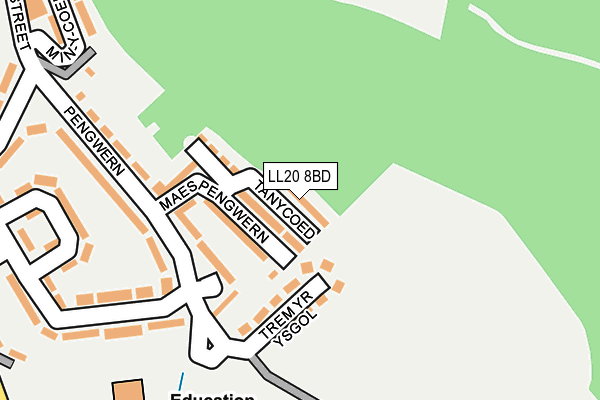 LL20 8BD map - OS OpenMap – Local (Ordnance Survey)