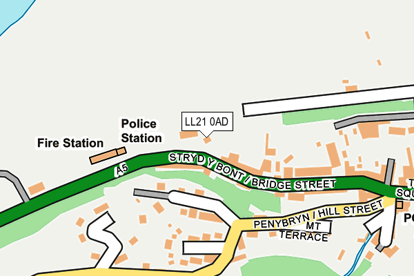 LL21 0AD map - OS OpenMap – Local (Ordnance Survey)