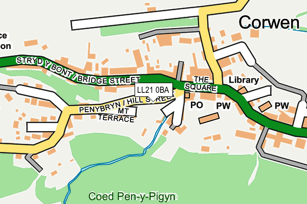LL21 0BA map - OS OpenMap – Local (Ordnance Survey)