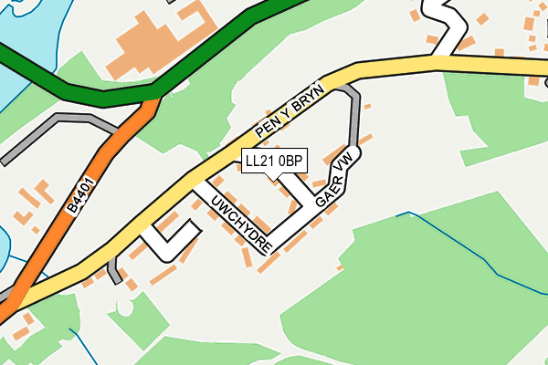 LL21 0BP map - OS OpenMap – Local (Ordnance Survey)