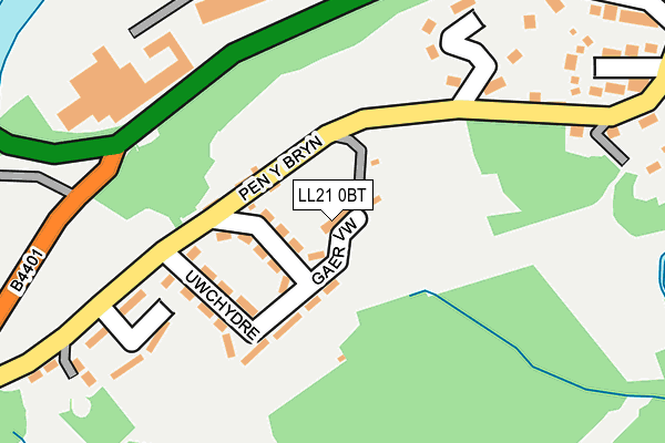LL21 0BT map - OS OpenMap – Local (Ordnance Survey)