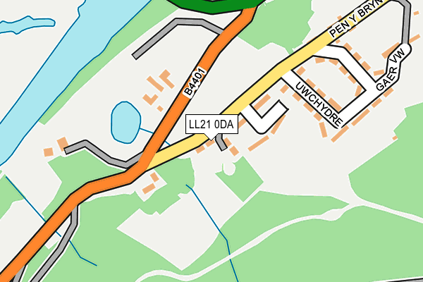 LL21 0DA map - OS OpenMap – Local (Ordnance Survey)
