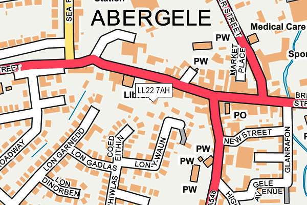 LL22 7AH map - OS OpenMap – Local (Ordnance Survey)