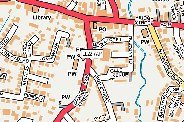 LL22 7AP map - OS OpenMap – Local (Ordnance Survey)