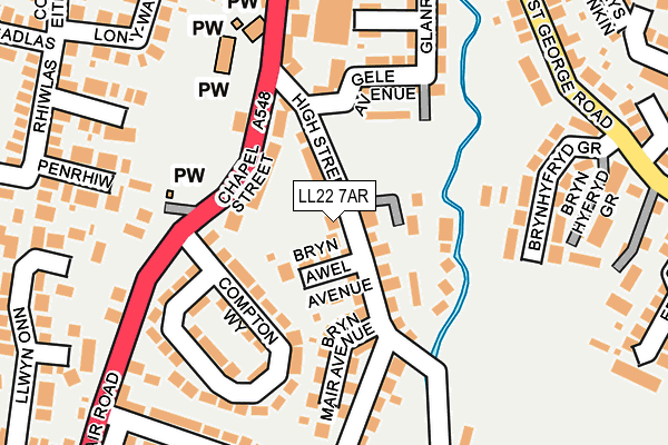 LL22 7AR map - OS OpenMap – Local (Ordnance Survey)