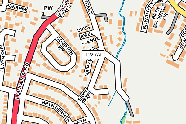 LL22 7AT map - OS OpenMap – Local (Ordnance Survey)