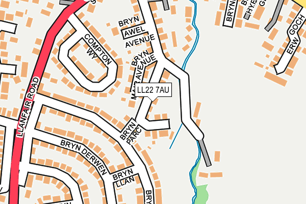 LL22 7AU map - OS OpenMap – Local (Ordnance Survey)
