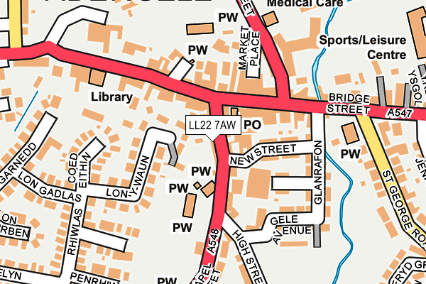 LL22 7AW map - OS OpenMap – Local (Ordnance Survey)