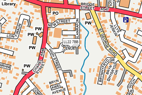 LL22 7BB map - OS OpenMap – Local (Ordnance Survey)