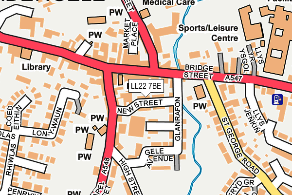 LL22 7BE map - OS OpenMap – Local (Ordnance Survey)