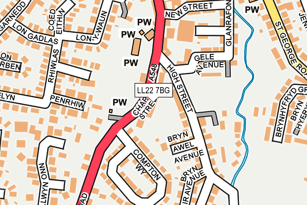 LL22 7BG map - OS OpenMap – Local (Ordnance Survey)