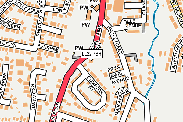 LL22 7BH map - OS OpenMap – Local (Ordnance Survey)