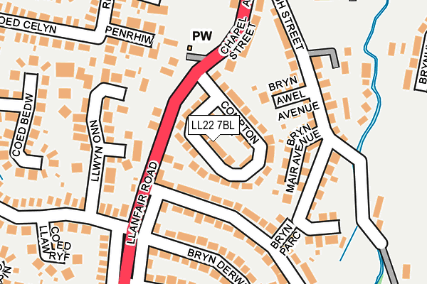 LL22 7BL map - OS OpenMap – Local (Ordnance Survey)