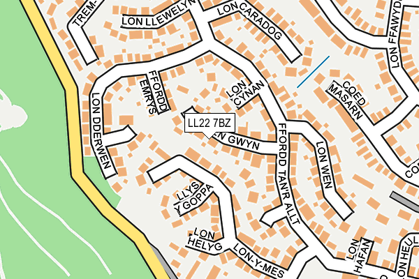 LL22 7BZ map - OS OpenMap – Local (Ordnance Survey)