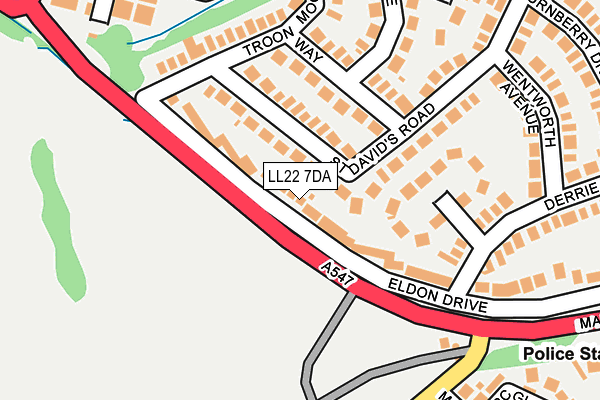 LL22 7DA map - OS OpenMap – Local (Ordnance Survey)