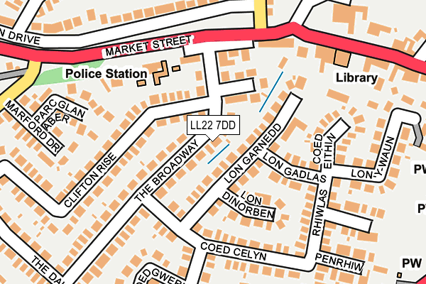 LL22 7DD map - OS OpenMap – Local (Ordnance Survey)