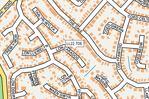 LL22 7DE map - OS OpenMap – Local (Ordnance Survey)