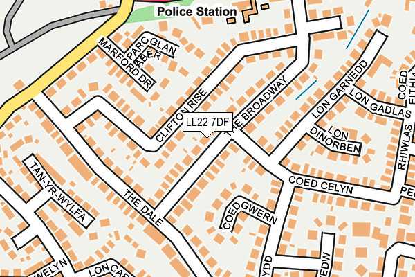 LL22 7DF map - OS OpenMap – Local (Ordnance Survey)