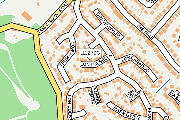 LL22 7DG map - OS OpenMap – Local (Ordnance Survey)