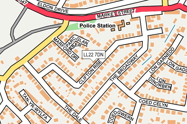 LL22 7DN map - OS OpenMap – Local (Ordnance Survey)
