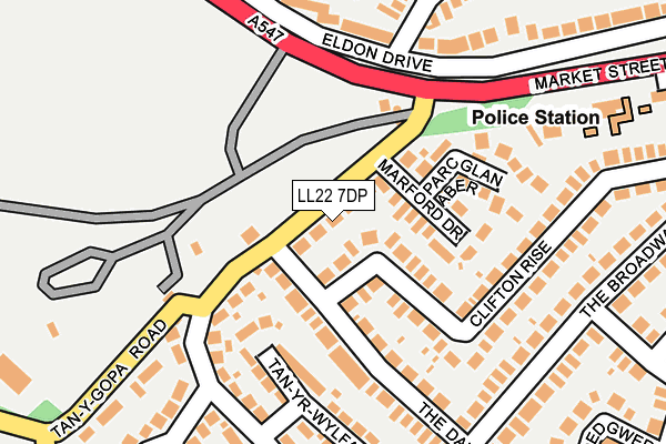LL22 7DP map - OS OpenMap – Local (Ordnance Survey)