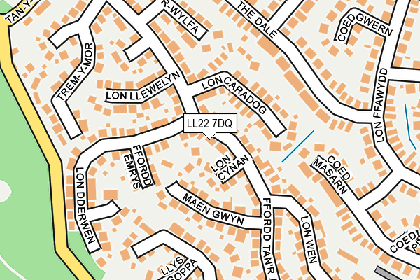 LL22 7DQ map - OS OpenMap – Local (Ordnance Survey)