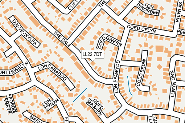 LL22 7DT map - OS OpenMap – Local (Ordnance Survey)