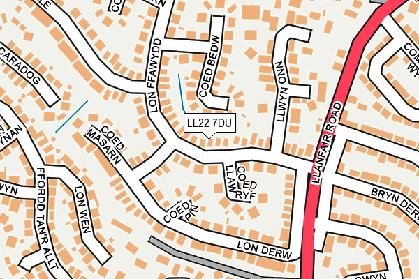 LL22 7DU map - OS OpenMap – Local (Ordnance Survey)