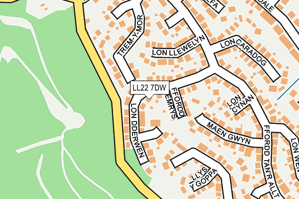 LL22 7DW map - OS OpenMap – Local (Ordnance Survey)